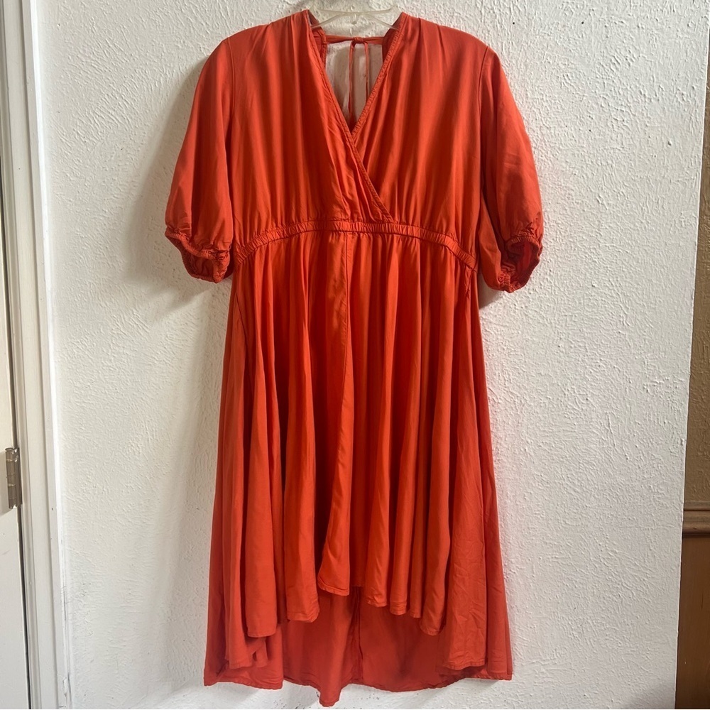 Wrangler Retro orange high low boho baby doll dress